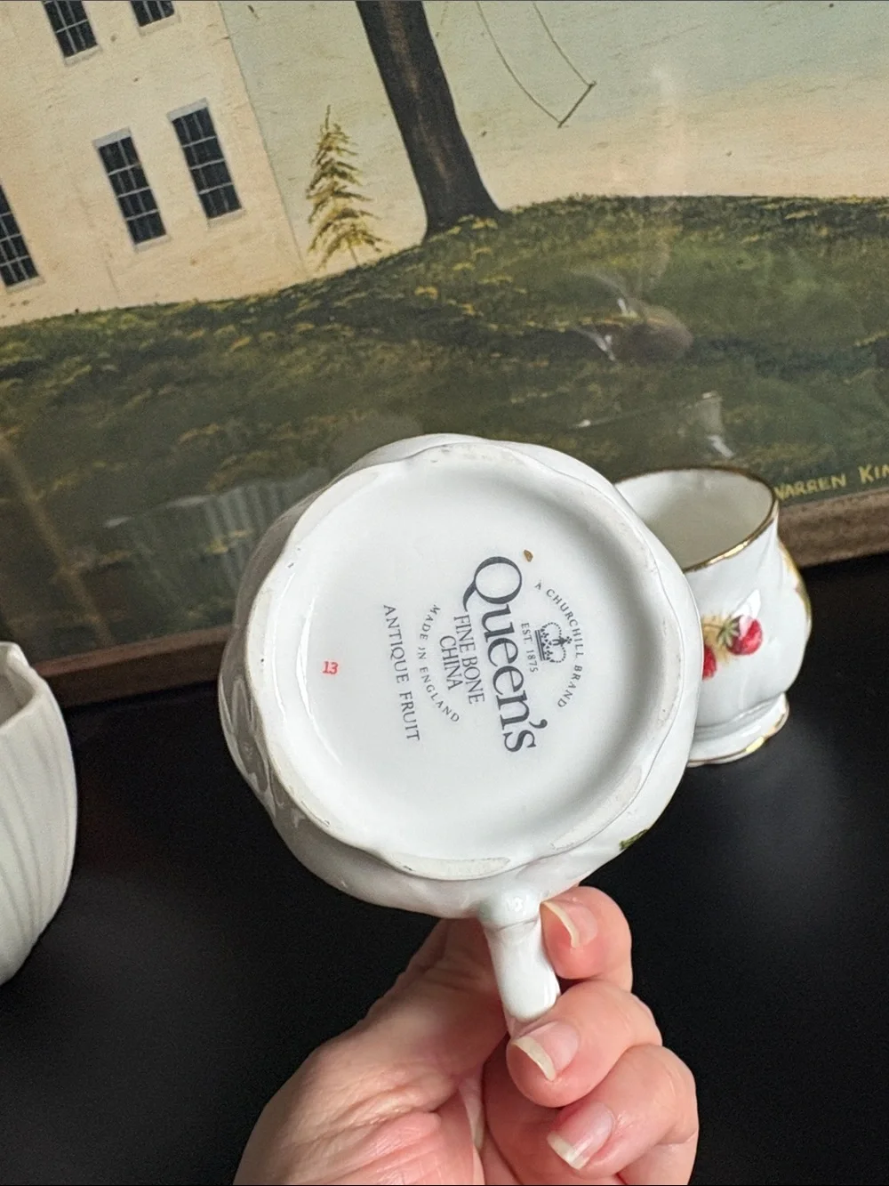 Vintage Queen’s Antique Fruit Gilded Fine Bone China Tea Cup Made in England
